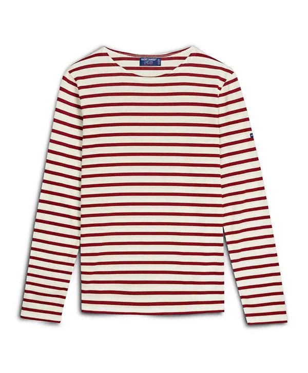 MINQUIERS MODERN - Authentic Breton Stripe Shirt | Soft Cotton | Men Fit (ECRU / MAROON)