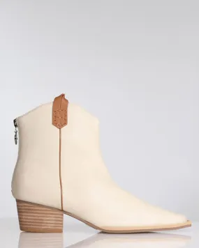 Minx Ryder Cream Nappa/ Tan Trim Leather Ankle Boot