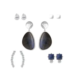 Natural Oval Stone Drop Earring Set