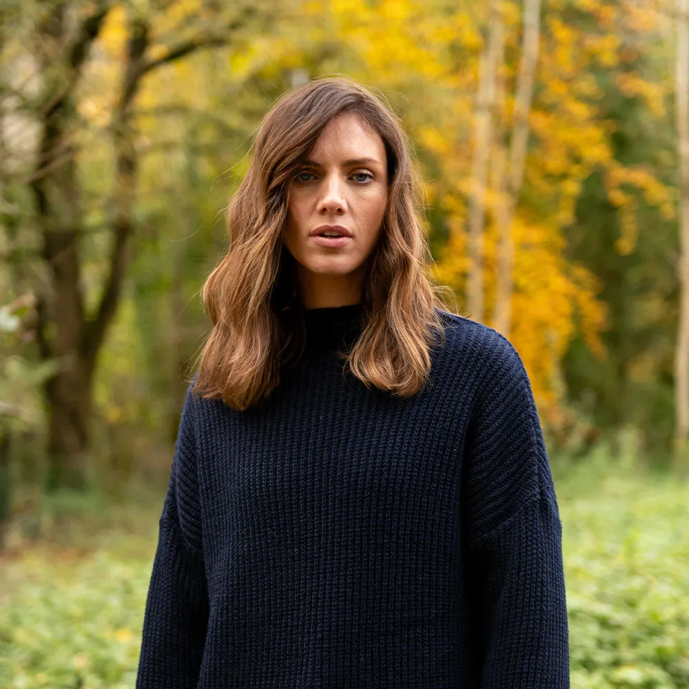 Navy Ciara Funnel Neck Sweater