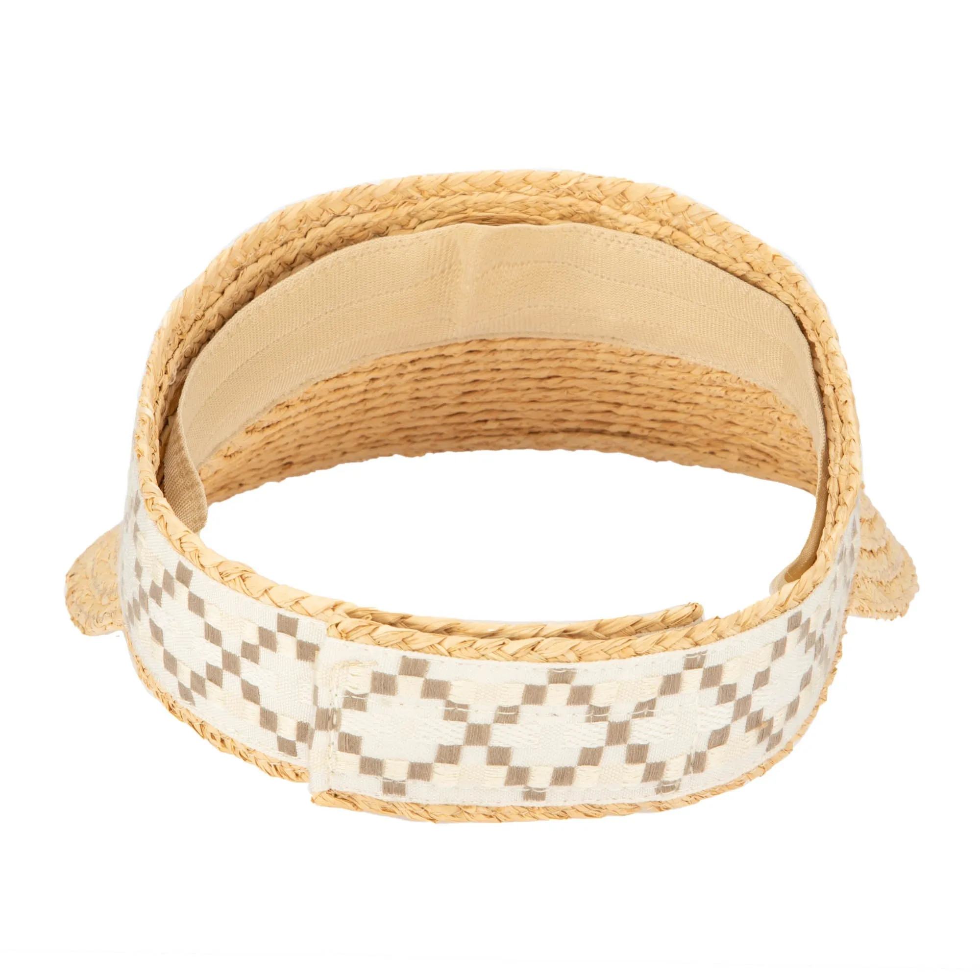 Past Noon - Women's Raffia Braid Visor with Jacquard Band