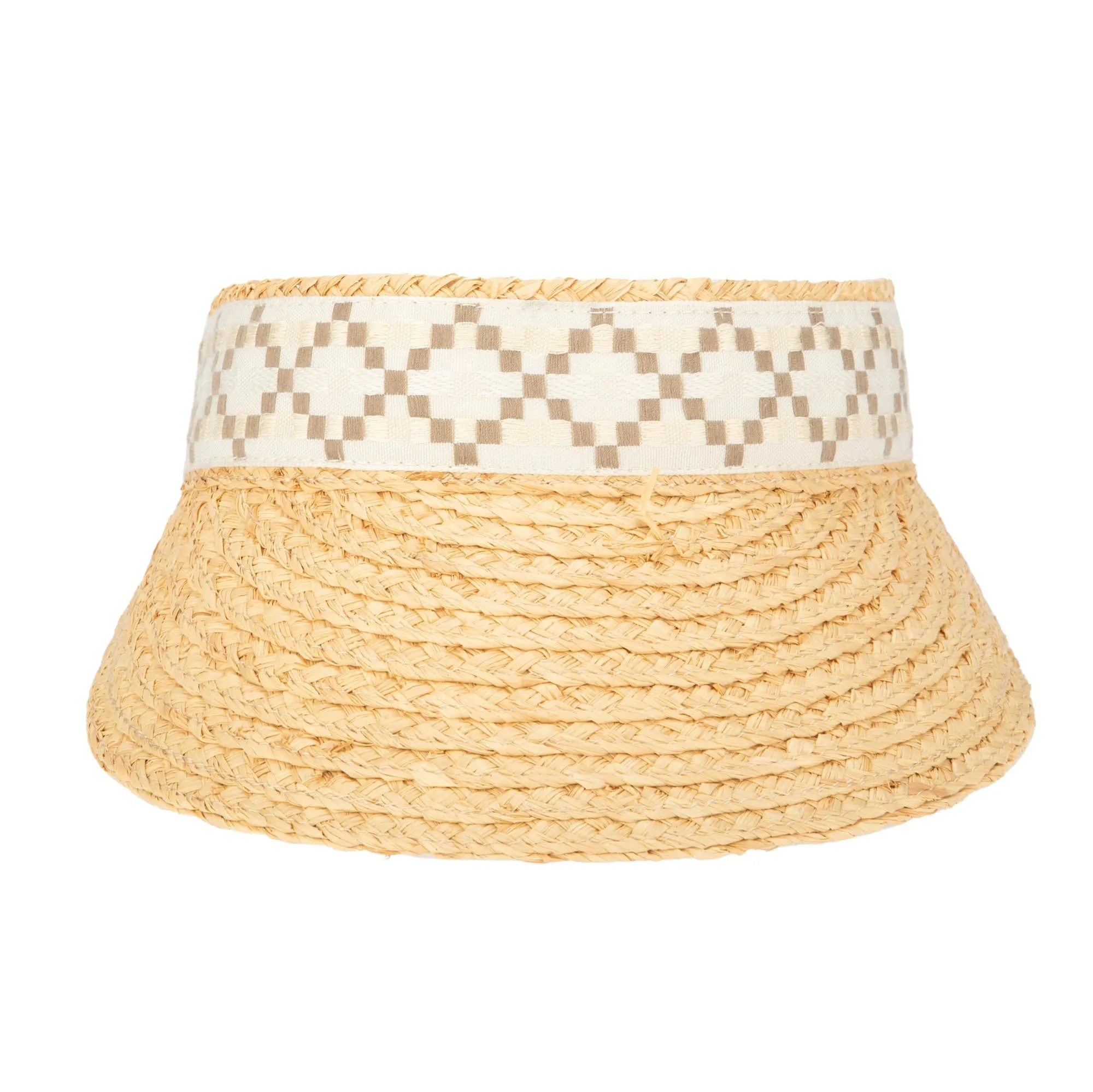 Past Noon - Women's Raffia Braid Visor with Jacquard Band