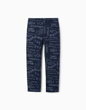 Printed Leggings for Girls 'NYC', Dark Blue