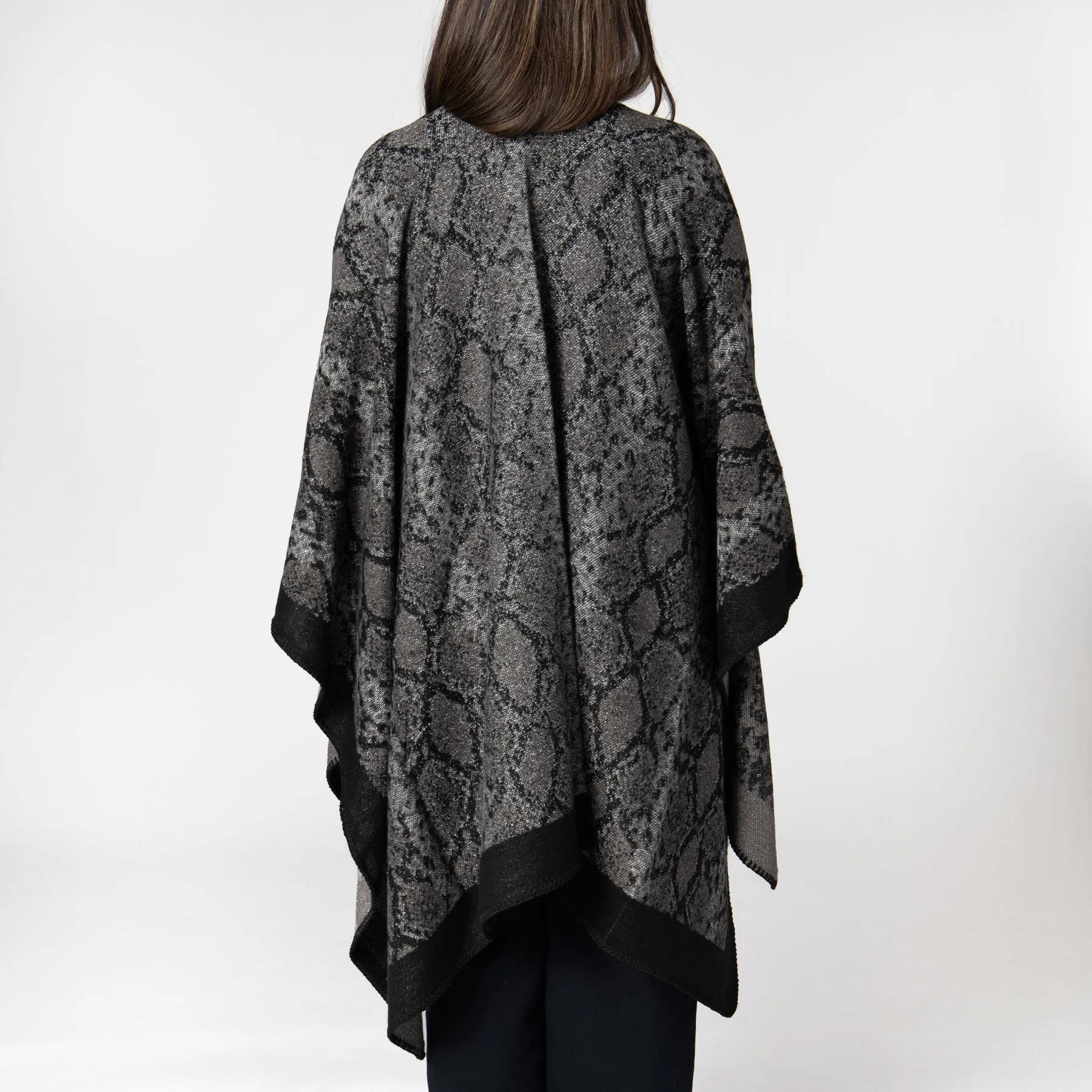 Reese - Womens Jacquard Snake Open Front Poncho