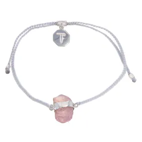 ROSE QUARTZ CRYSTAL BRACELET PASTEL GREY - SILVER