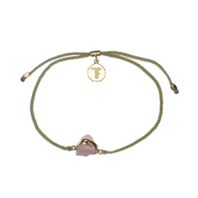 ROSE QUARTZ CRYSTAL BRACELET - SAGE GREEN - GOLD