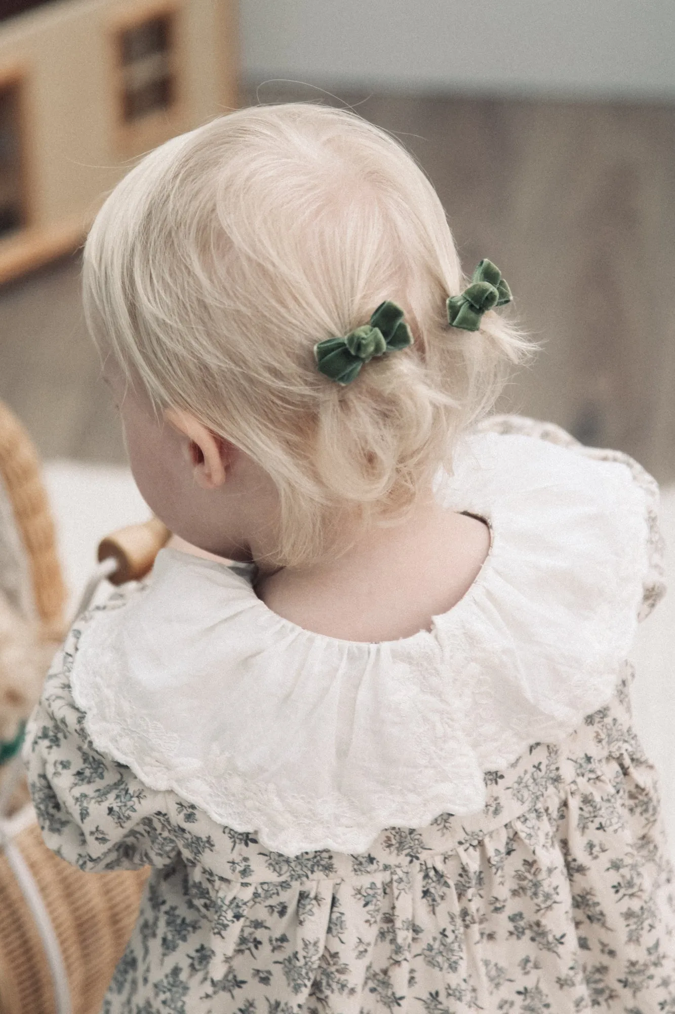 Sage Velvet Mini Bow Clips (2 pack)