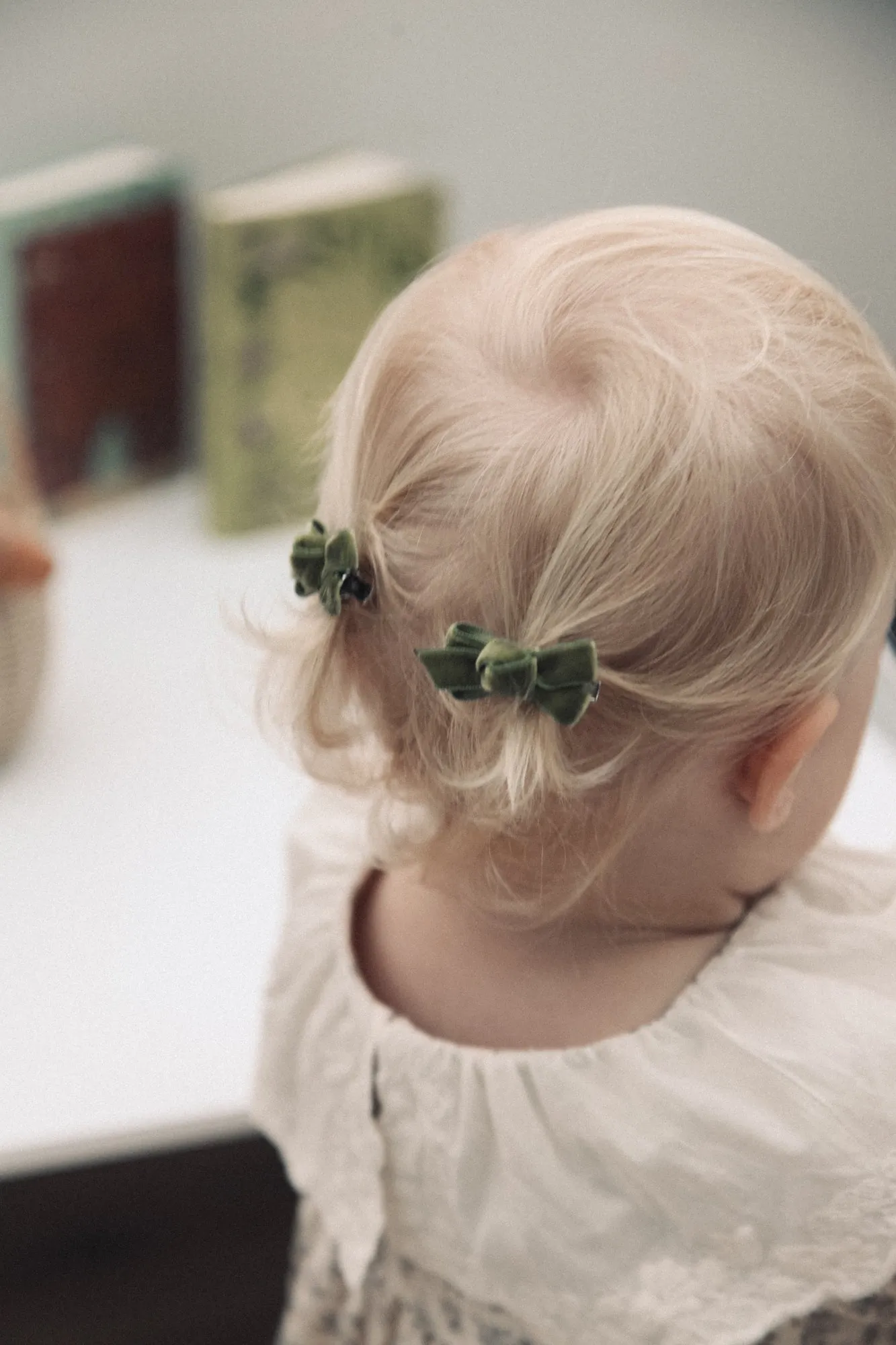 Sage Velvet Mini Bow Clips (2 pack)