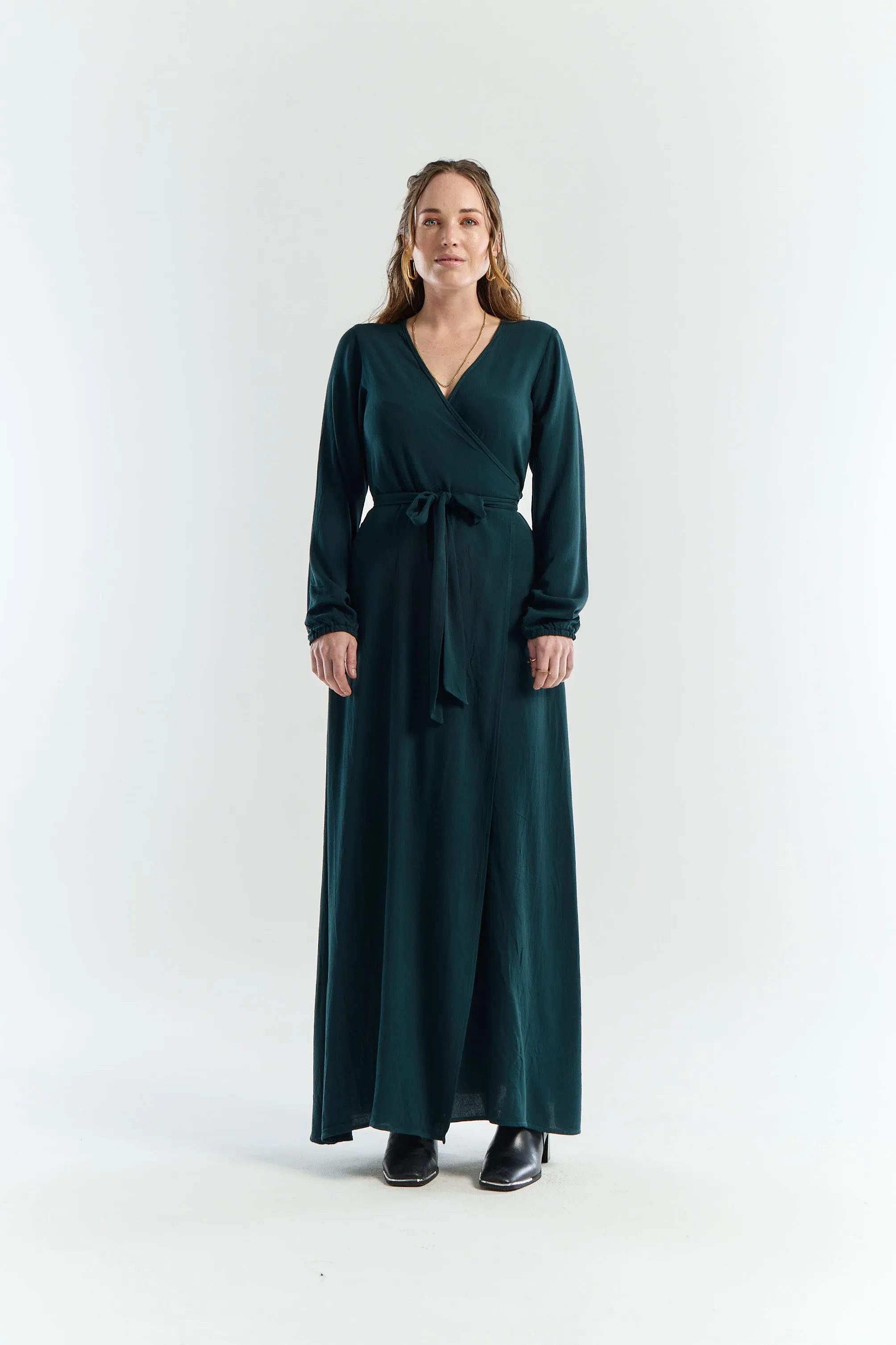 Saturn Wrap Dress | Emerald