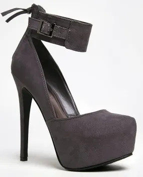 Sexy Grey Platform Ankle Stiletto Heel Pump