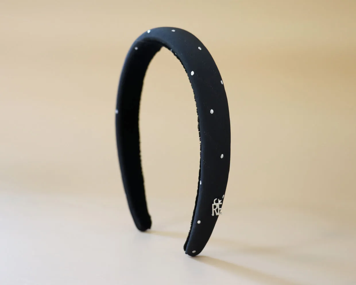 Slender Headband Navy Black Dot No Studs