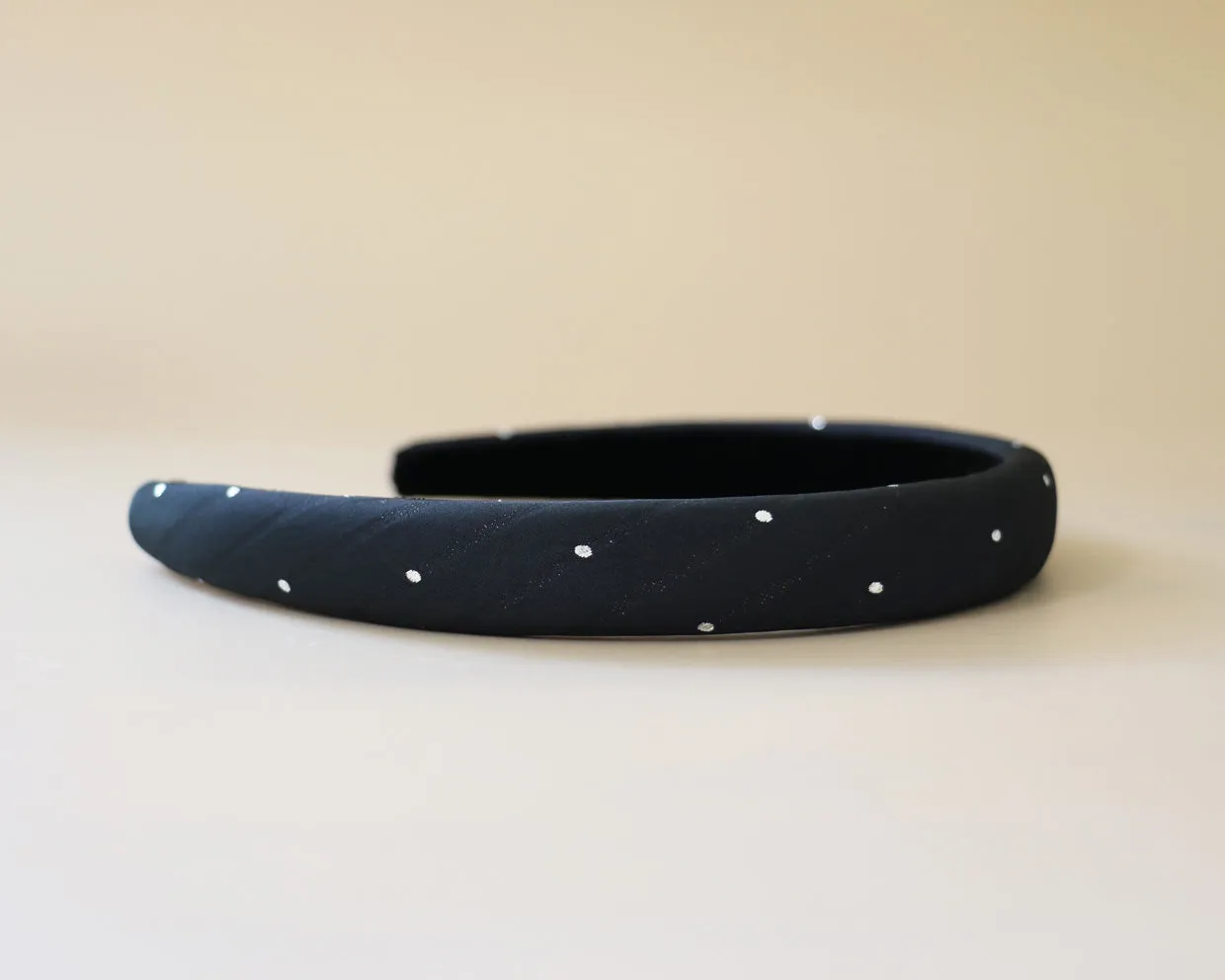 Slender Headband Navy Black Dot No Studs