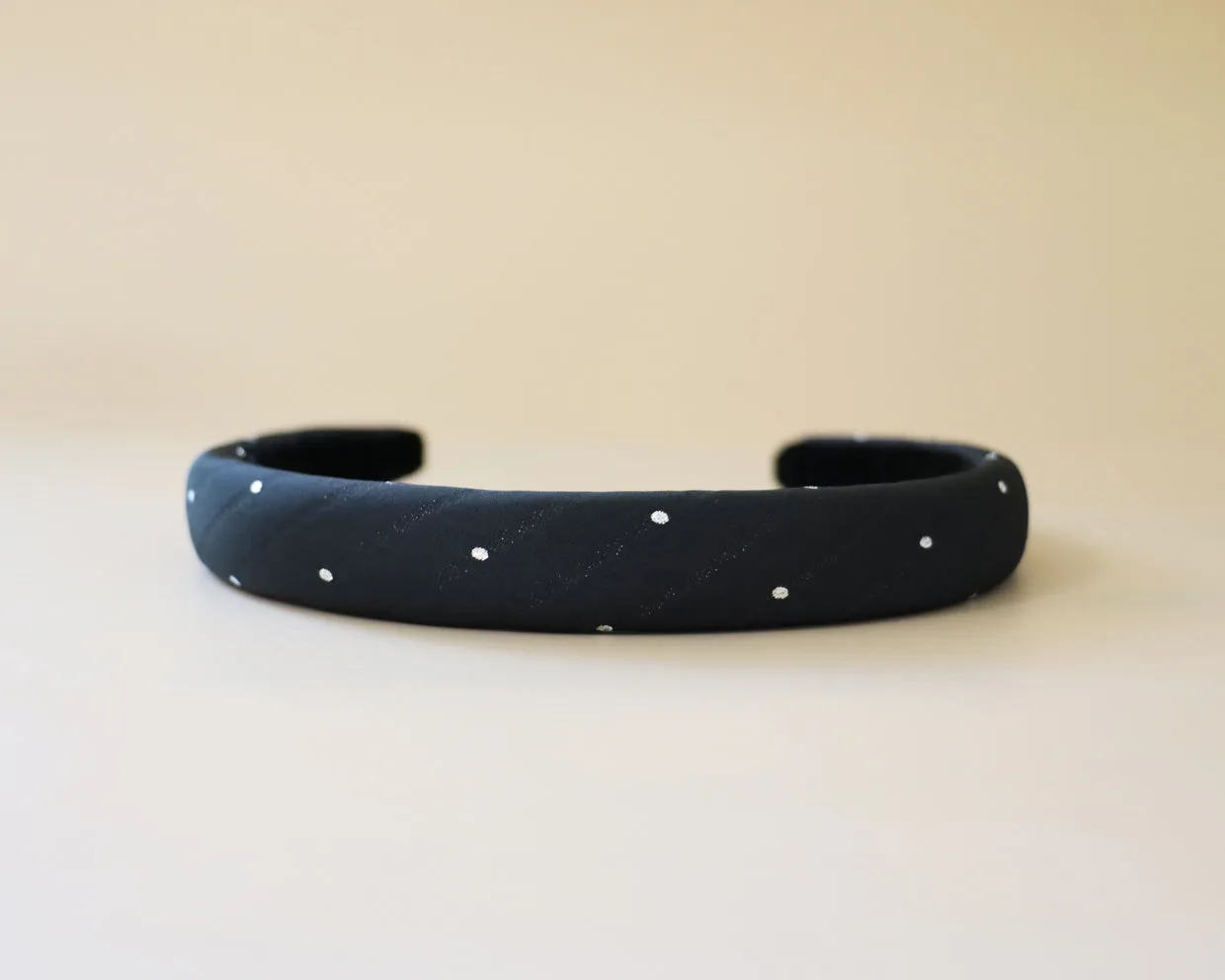 Slender Headband Navy Black Dot No Studs