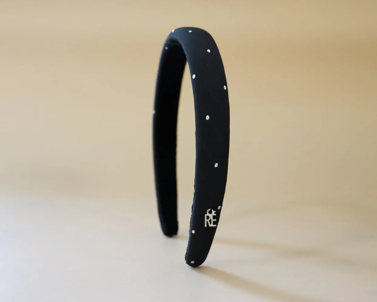 Slender Headband Navy Black Dot No Studs