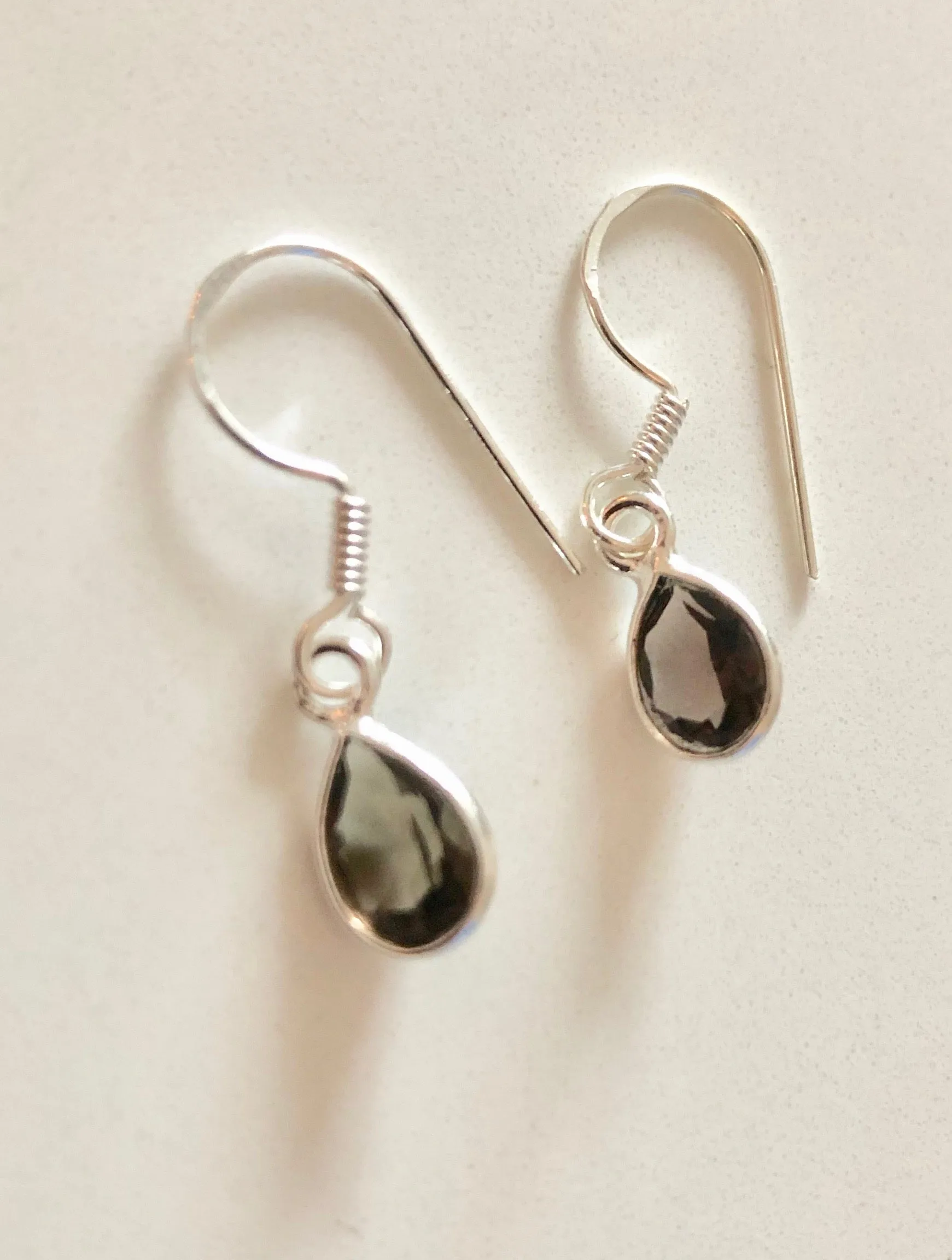 Solid Silver Smoky Quartz Tear Drop Earrings