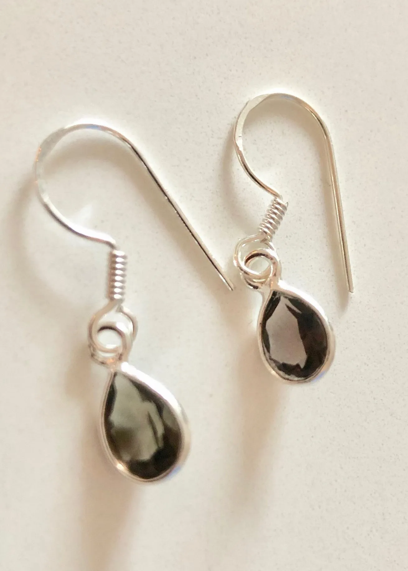 Solid Silver Smoky Quartz Tear Drop Earrings