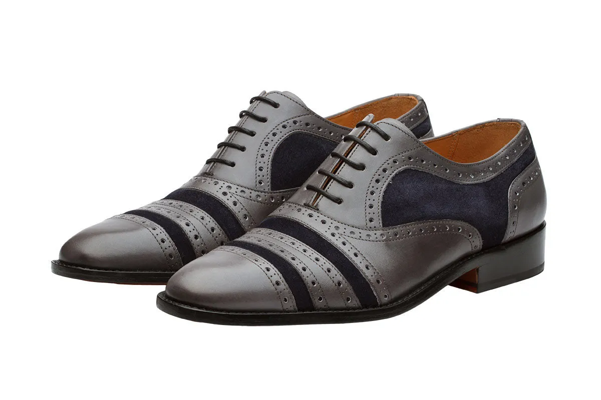 Super Brogue Oxford – Grey & Navy