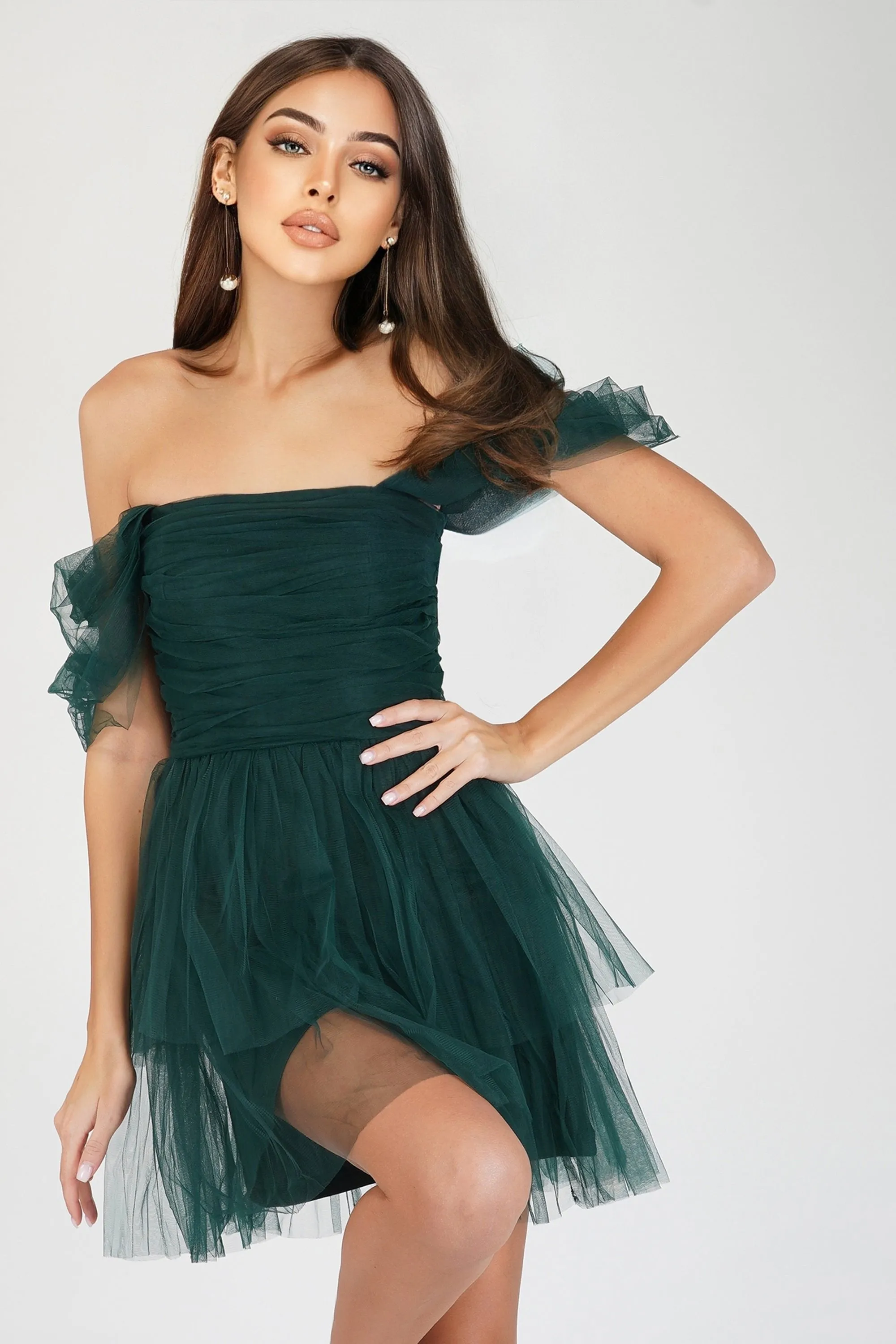 Sydney Emerald Green Plus Tulle Mini Dress