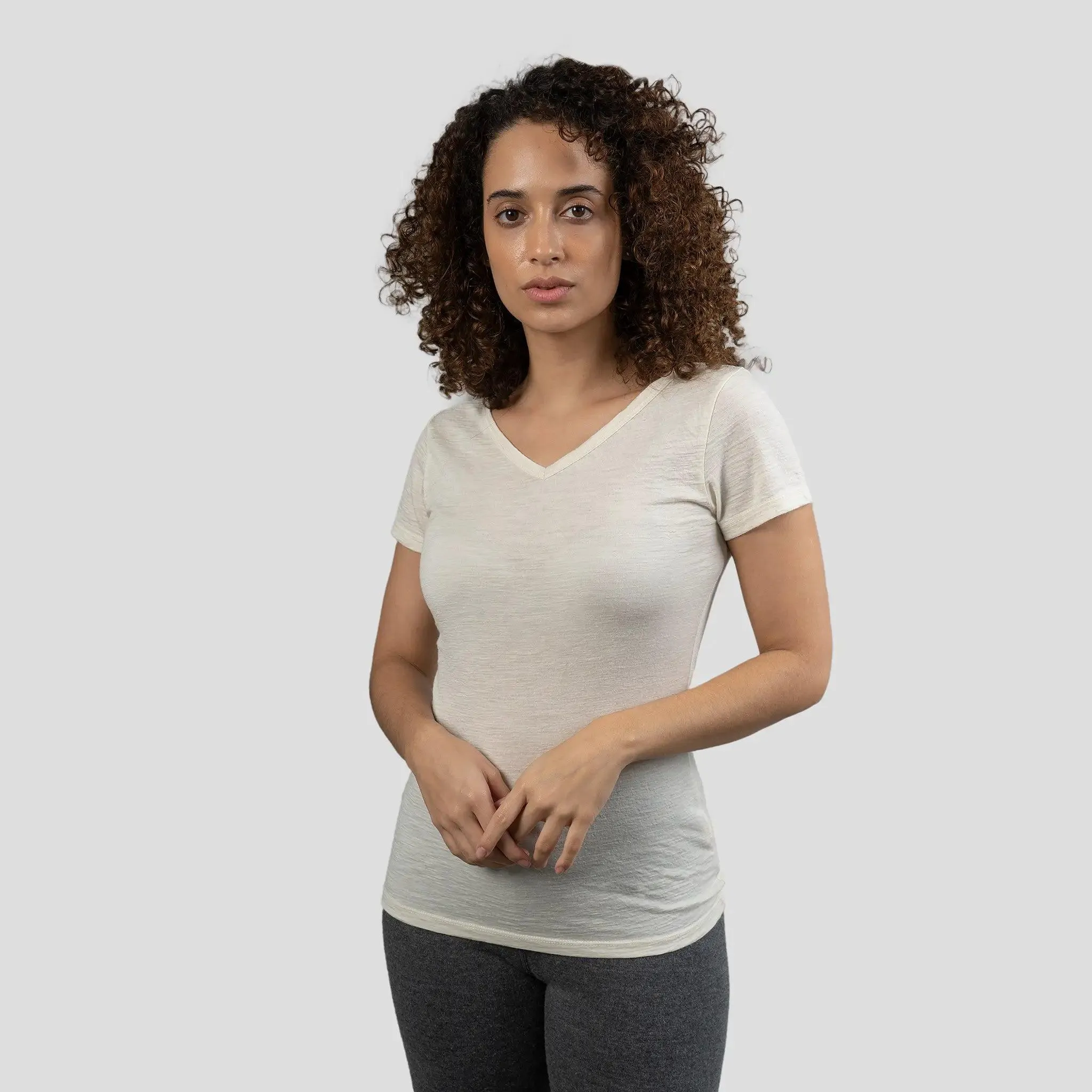 Women's Alpaca Wool Shirt: 160 Ultralight V-Neck