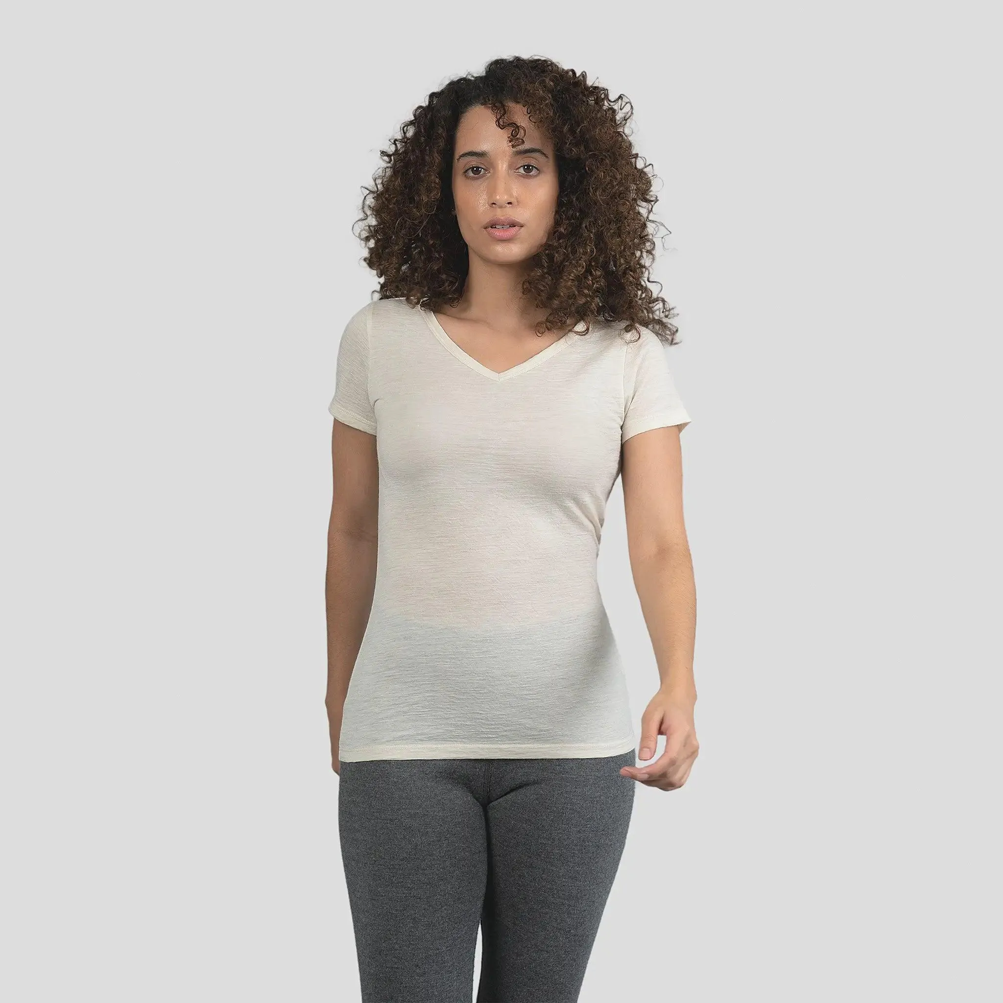 Women's Alpaca Wool Shirt: 160 Ultralight V-Neck