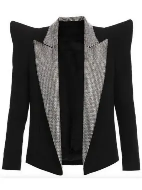 Women’s Crystal-Embroidered Black Blazer