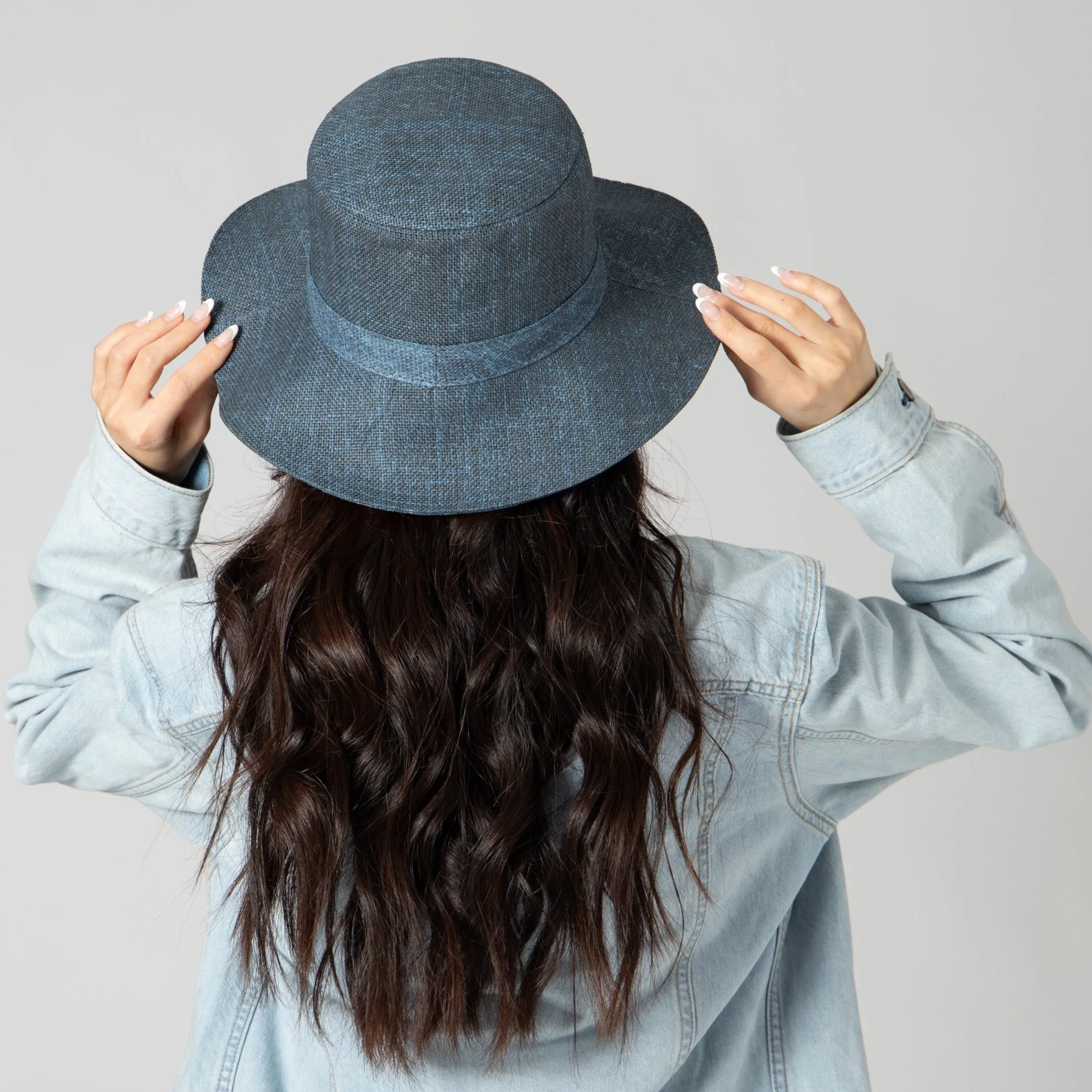 Women's Cut & Sew Wide Brim Woven Paper Bucket Hat