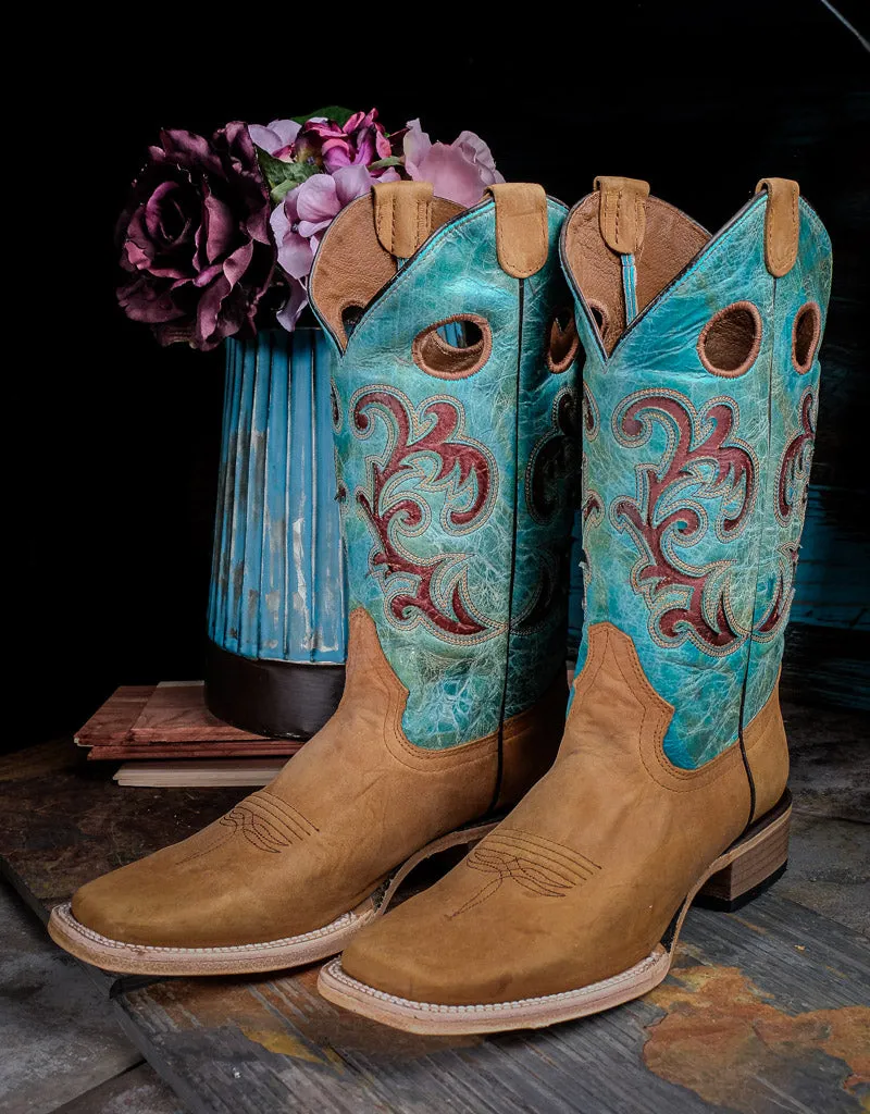 Women's Honey Turquoise Square Toe L5910