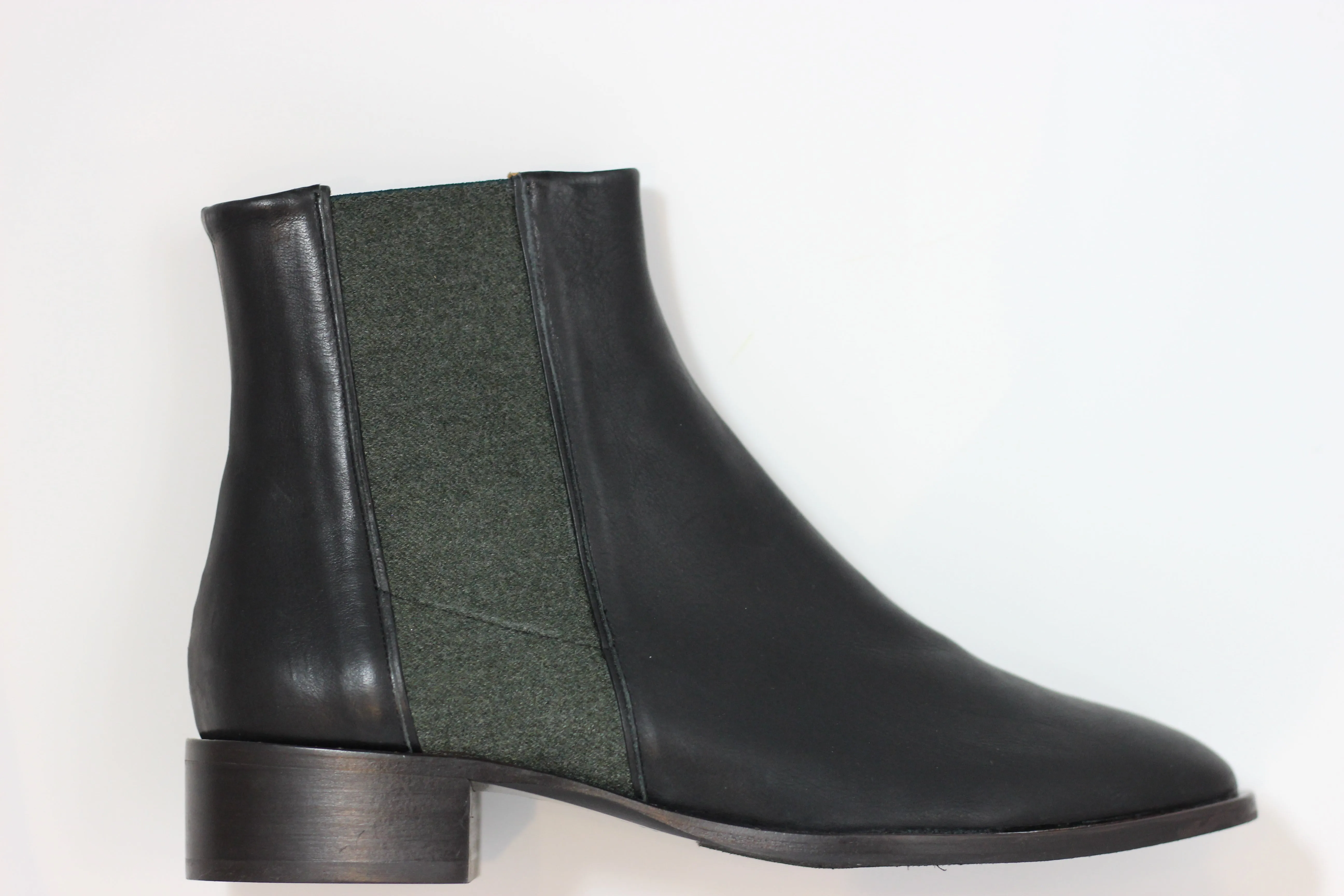 Women's Medlar Boot - Black/Green Leather/Felt