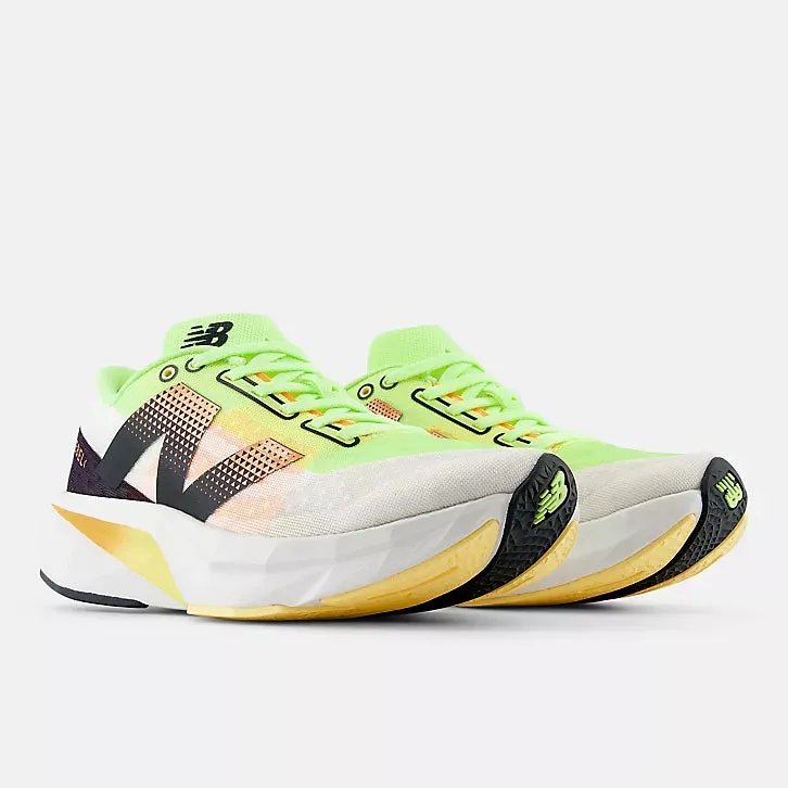 Women's New Balance FuelCell Rebel (White with Bleached Lime Glo and Hot Mango)