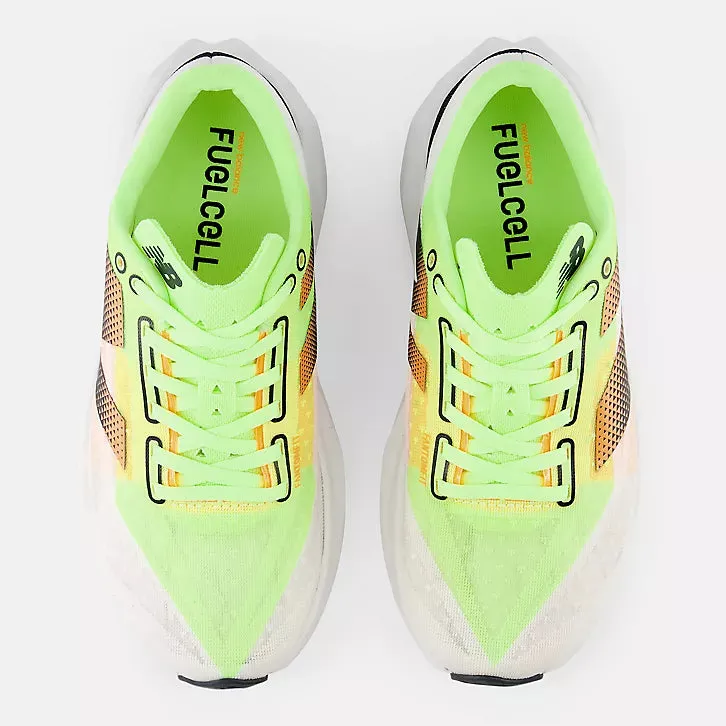 Women's New Balance FuelCell Rebel (White with Bleached Lime Glo and Hot Mango)